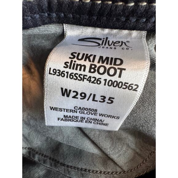 Silver Jeans Co Suki Mid Slim Bootcut Jeans W29 L35 Dark Wash Indigo - Picture 10 of 11